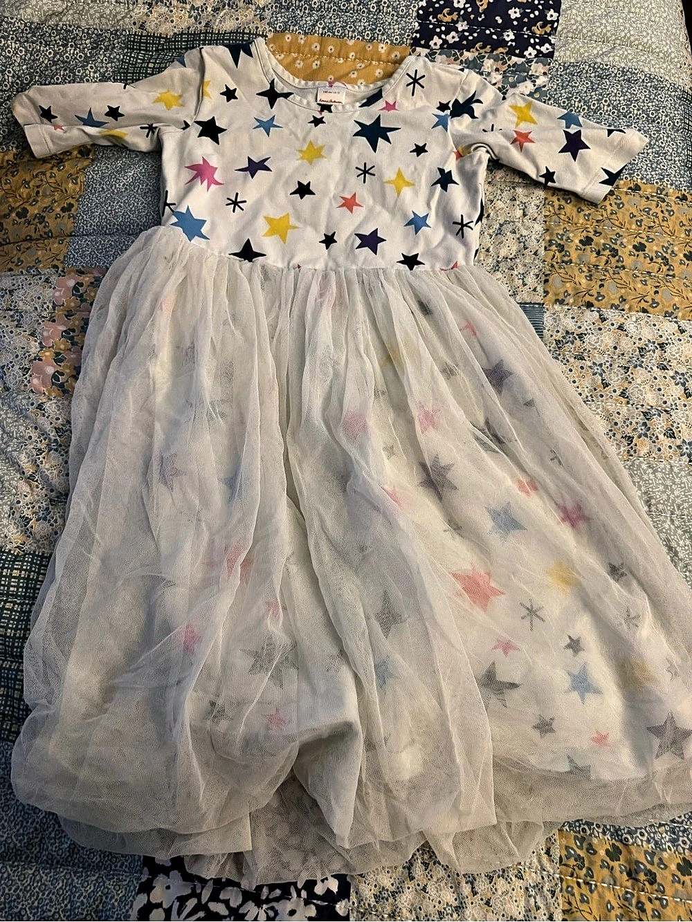 Hanna Andersson Star Print Tulle Party Dress Girls 10